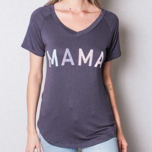 Women's V Neck with "Mama" Print Fitted Shirt